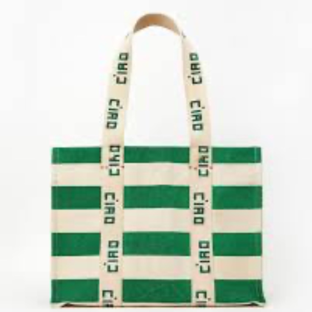 Noemie Palm Green & Natural Canvas Tote